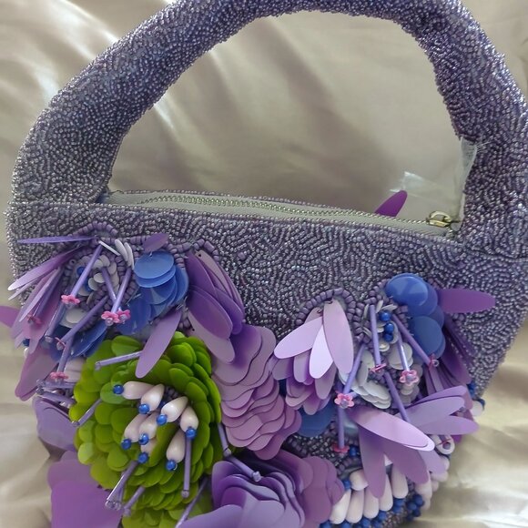 🪻🪻Beaded Purple Handbag - Made in India 🪻🪻 - Picture 3 of 6